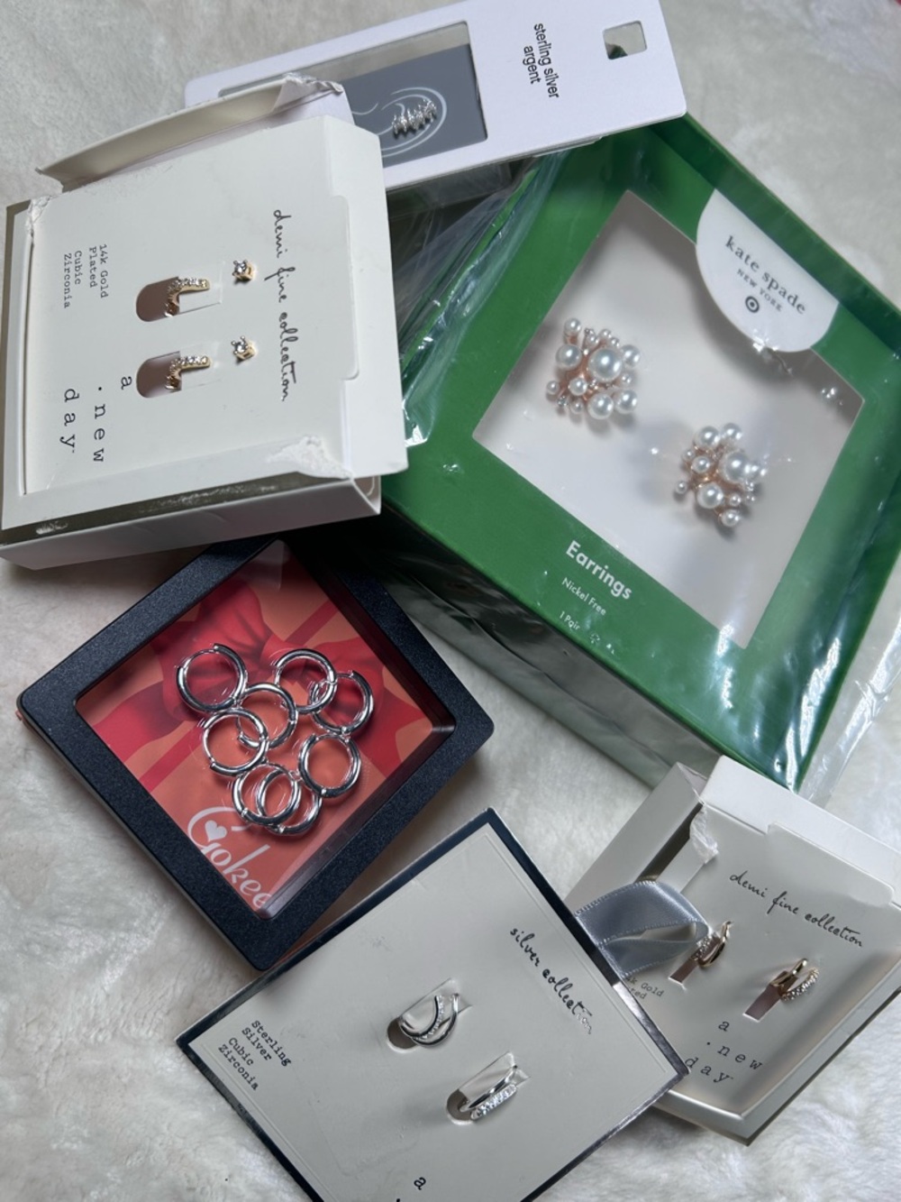 NWT Jewelry Bundle, Kate Spade, A New Day Demi Fine Collection Gold earrings